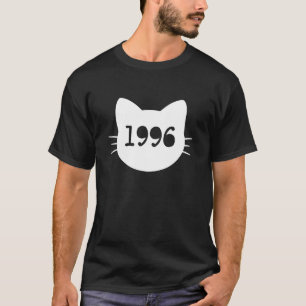 Camiseta Silueta de Cabeza de Gato 1996 Retro Divertido