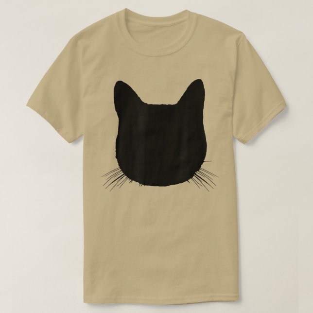 Camiseta Silueta de cabeza de gato negro Funny Tabby Feline (Diseño del anverso)