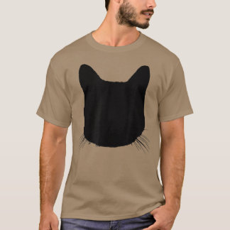 Camiseta Silueta de cabeza de gato negro Funny Tabby Feline