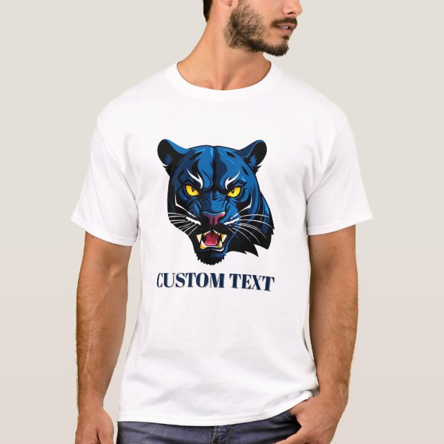 Camiseta Silueta de cabeza de pantera azul (Anverso)
