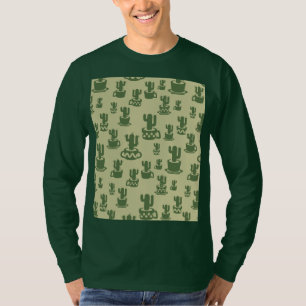 Camiseta Silueta de cactus suculento en tazas y macetas T-S