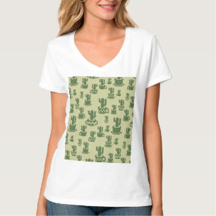 Camiseta Silueta de cactus suculento en tazas y macetas T-S