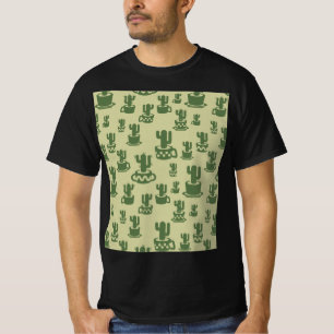 Camiseta Silueta de cactus suculento en tazas y macetas T-S
