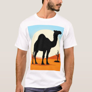 Camiseta Silueta de camello en paisaje de puesta de sol en