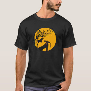 Camiseta Silueta de cantante con pájaros