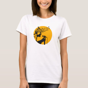 Camiseta Silueta de cantante con pájaros