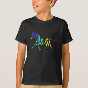 Camiseta Silueta de cebra negra y arcoiris