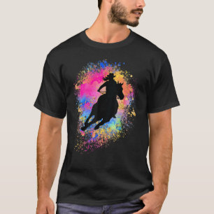Camiseta Silueta de chica de rodeo arcoíris de barril de ca