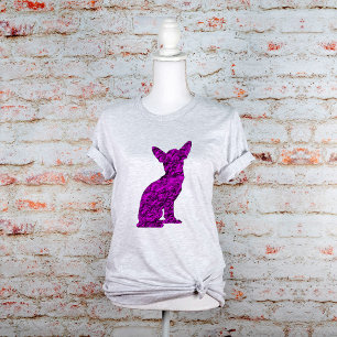 Camiseta Silueta de Chihuahua rosa y negro