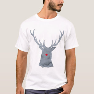 Camiseta Silueta de ciervo Rudolph acuarela Navidad