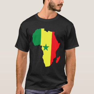 Camiseta Silueta De Continente De Bandera De Senegal En Áfr
