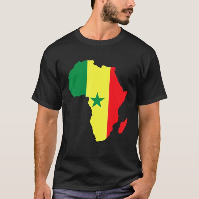 Camiseta Silueta De Continente De Bandera De Senegal En Áfr (Anverso)