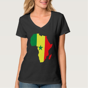 Camiseta Silueta De Continente De Bandera De Senegal En Áfr