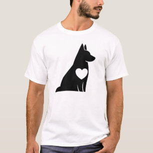 Camiseta Silueta de corazón minimalista de pastor alemán