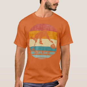 Camiseta Silueta de curler del jugador de curling retro vin