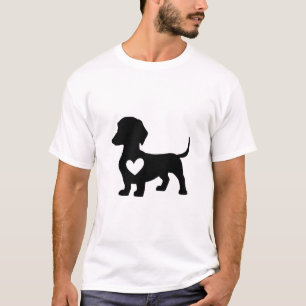Camiseta Silueta de Dachshund con corazón