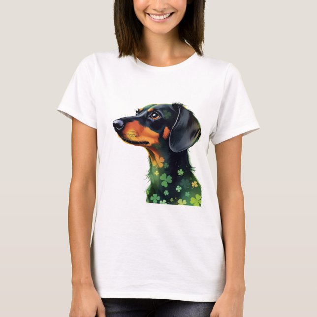 Camiseta Silueta de Dachshund con cuatro tazas (Anverso)
