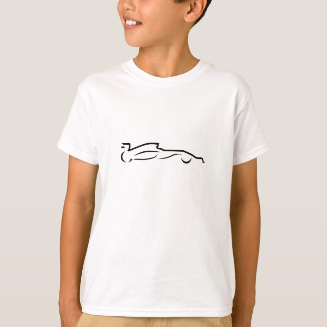 Camiseta Silueta de dibujo de línea de carro de carrera (Anverso)