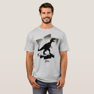 Camiseta Silueta de dinosaurio minimalista en campo de hier