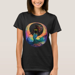 Camiseta Silueta de diosa lunar sirena Gráfico Colorido