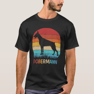 Camiseta Silueta de Dobermann Amante de Perros Vintage