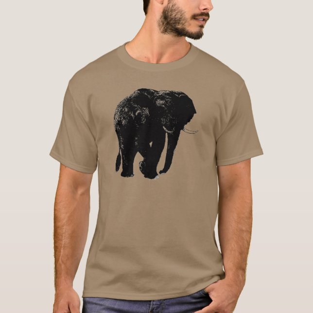 Camiseta Silueta de elefante negro (Anverso)