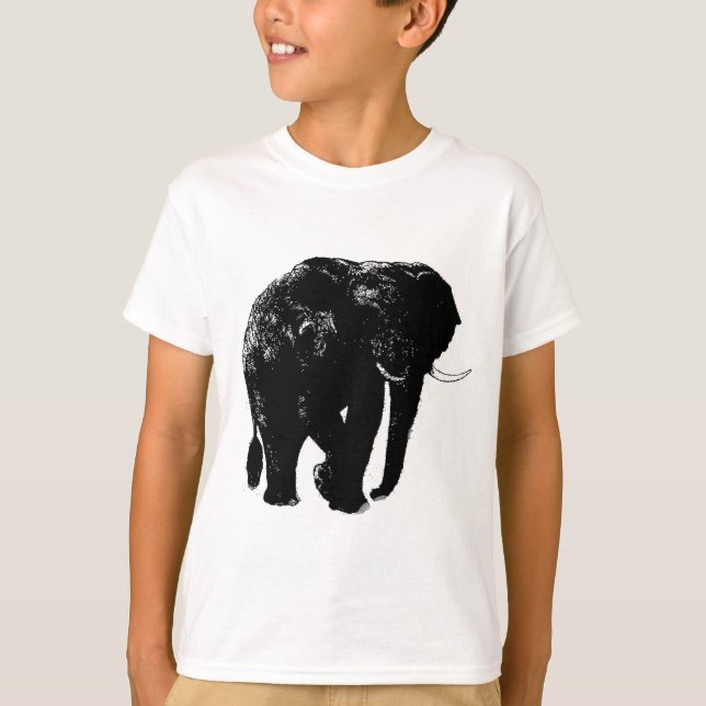 Camiseta Silueta de elefante negro (Anverso)