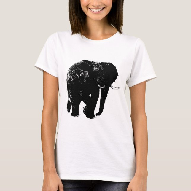 Camiseta Silueta de elefante negro (Anverso)