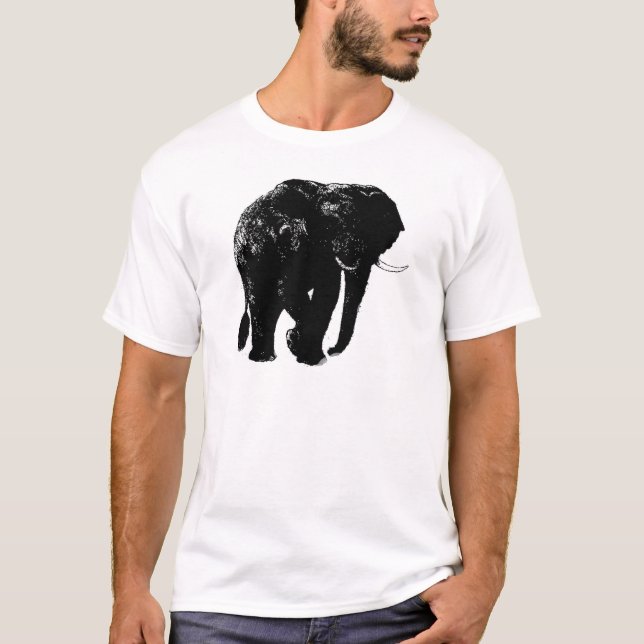 Camiseta Silueta de elefante negro (Anverso)