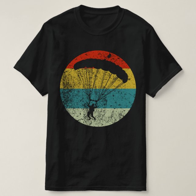 Camiseta silueta de época retro de skydive 70S (Diseño del anverso)