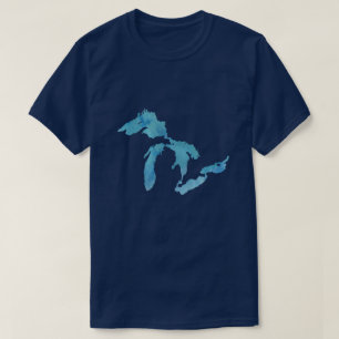 Camiseta Silueta de esquema del mapa de los Grandes Lagos