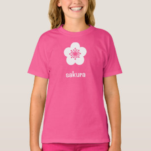 Camiseta Silueta de flor de Sakura blanca