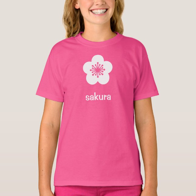 Camiseta Silueta de flor de Sakura blanca (Anverso)