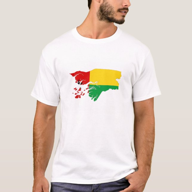 Camiseta silueta de forma de mapa de la bandera de guinea b (Anverso)