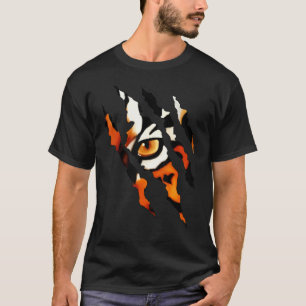 Camiseta Silueta de garra de ojo de gato tigre sin miedo
