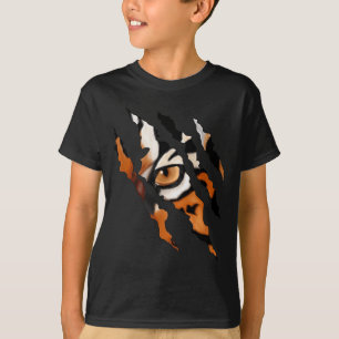Camiseta Silueta de garra de ojo de gato tigre sin miedo