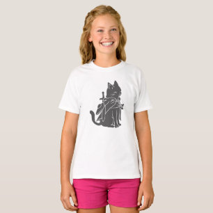 Camiseta Silueta de gatito guerrero - Elegir color de fondo