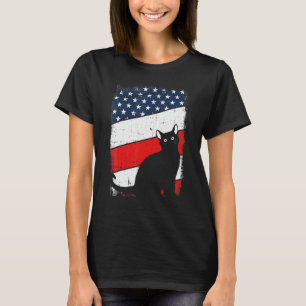 Camiseta Silueta de gato 4 de julio bandera americana patri