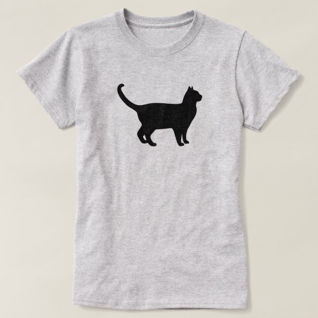 Camiseta Silueta de gato adorable (Diseño del anverso)