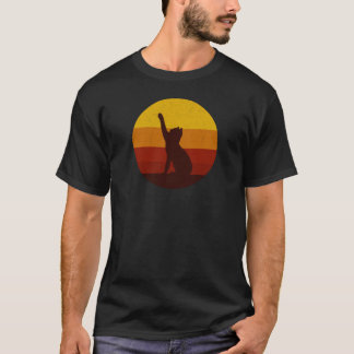 Camiseta Silueta de gato atardecer retro | Estética vintage