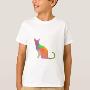 Camiseta Silueta de gato con acuarela