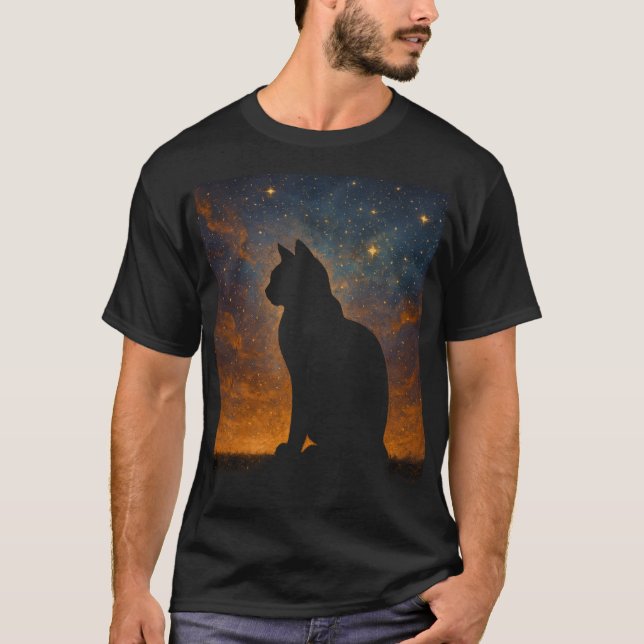 Camiseta Silueta de gato cósmico (Anverso)