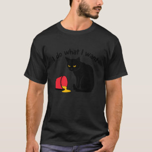 Camiseta Silueta de gato curioso con cubeta de pintura derr