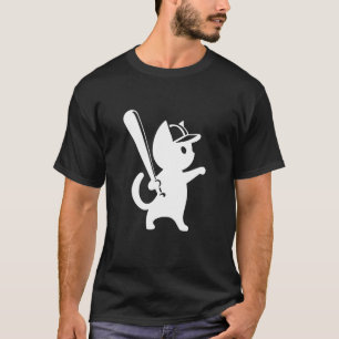 Camiseta Silueta de gato de béisbol diseño divertido de dep