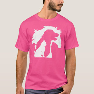 Camiseta Silueta de gato de perro de caballo