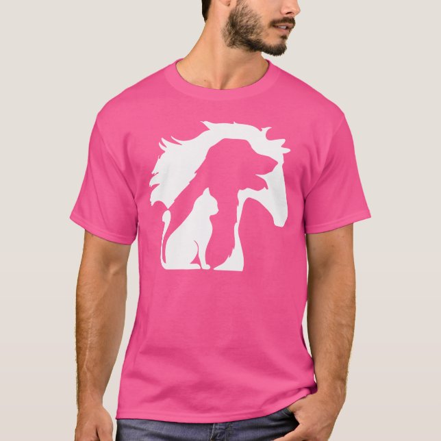 Camiseta Silueta de gato de perro de caballo (Anverso)