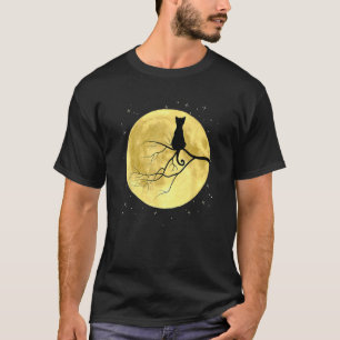 Camiseta Silueta de gato en la luna Gato místico de Hallowe