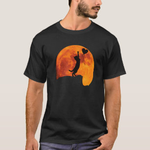 Camiseta Silueta de gato en luna llena con un corazón. Herm