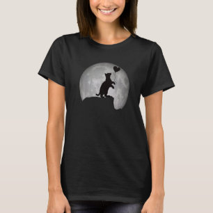 Camiseta Silueta de gato en luna llena con un corazón. Herm