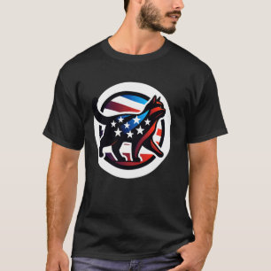 Camiseta Silueta de gato estilizada con colores de la bande